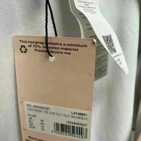 Missguided Multi-Color Tie Dye High Leg Cut Out Swimsuit - Size 12 - NWT - Picture 5 of 5